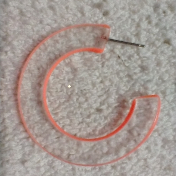 Orange clear post earrings no backs - Picture 3 of 3